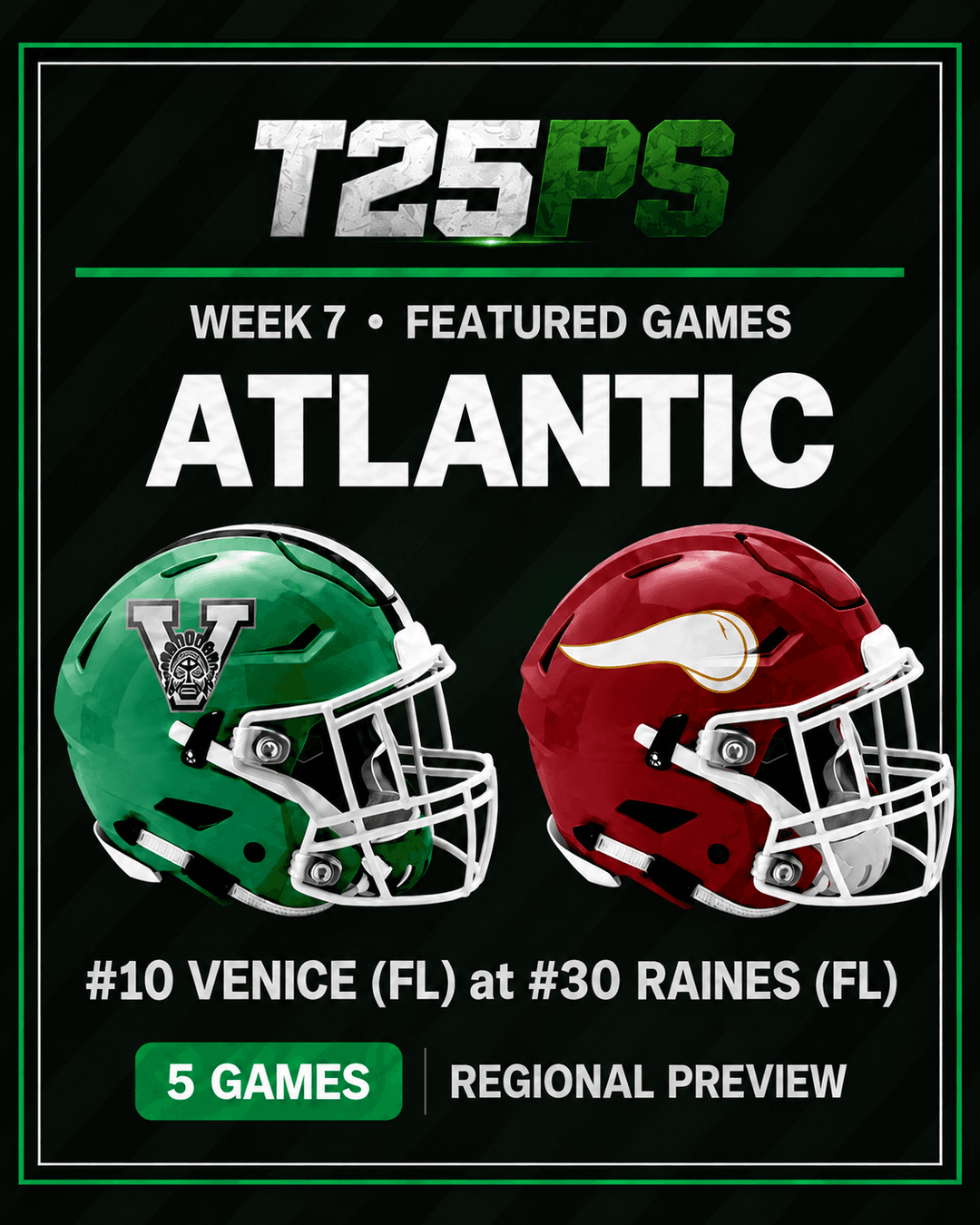 T25PS Week 7 Atlantic Featured Games regional preview helmet graphic